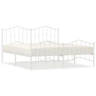 Метална рамка за легло с горна и долна табла, бяла, 183x213 см
