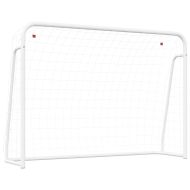 Футболна врата с мрежа бяла 214x75x152 см стомана и полиестер