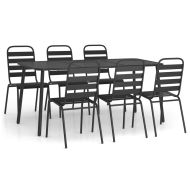 Градински трапезен комплект от 7 части, антрацит, стомана