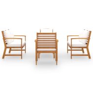 Градински комплект с възглавници, 5 части, акациево дърво масив