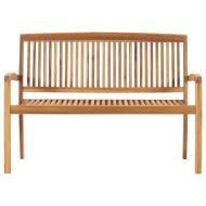 Стифираща градинска пейка с възглавница, 128,5 см, тик масив