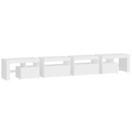 ТВ шкаф с LED осветление, бял, 260x36,5x40 см