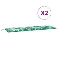 Възглавници за градински пейки 2 бр с листа 180x50x7 см плат