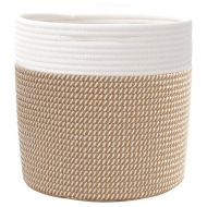 Кош за съхранение, 2 бр, кафяво и бяло, Ø28x28 см, памук