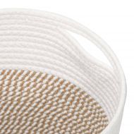 Кош за съхранение, 2 бр, кафяво и бяло, Ø28x28 см, памук