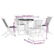 Сгъваем градински трапезен комплект 5 части тиково дърво масив