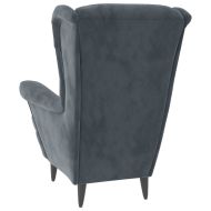 Фотьойл Wingback с табуретка, тъмносив, кадифе