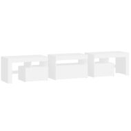 ТВ шкаф с LED осветление, бял, 200x36,5x40 см