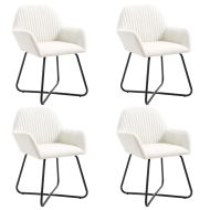 Трапезни столове, 4 бр, кремави, текстил