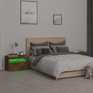 Нощни шкафчета, 2 бр, с LED осветление, опушен дъб, 60x35x40 см
