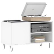 Шкаф за грамофонни плочи бял 85x38x48 см инженерно дърво