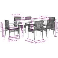 Градински трапезен комплект 7 части възглавници черен полиратан