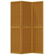 Разделител за стая, 3 панела, кафяв, дърво пауловния масив