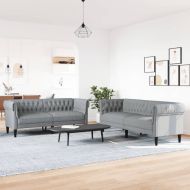 Комплект дивани 2 части светлосив текстил