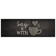 Кухненско килимче, миещо, с чаша, черно, 60x180 см, кадифе