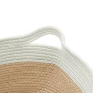 Кош за съхранение, бежово и бяло, Ø40x25 см, памук