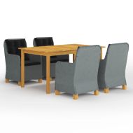 Градински трапезен комплект, 5 части, светлосив