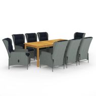 Градински трапезен комплект, 9 части, светлосив