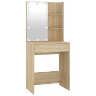 LED тоалетка с шкаф, дъб сонома, инженерно дърво