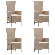 Градински трапезен комплект, 7 части, полиратан, бежов