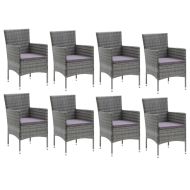 Градински трапезен комплект възглавници 9 части сив полиратан
