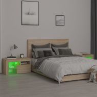 Нощни шкафчета 2 бр с LED осветление сонома дъб 70x36,5x40 см