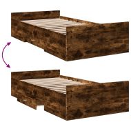 Рамка за легло с чекмеджета опушен дъб 75x190см инженерно дърво