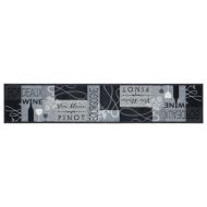 Кухненско килимче, миещо, винен мотив, сиво, 60x300 см, кадифе