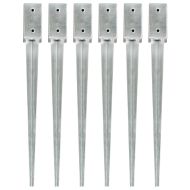 Заземителни колове 6 бр сребристи 7x7x75 см поцинкована стомана