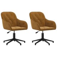 Въртящи се трапезни столове, 2 бр, кафяви, кадифе