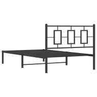 Метална рамка за легло с горна табла, черна, 107x203см