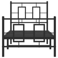 Метална рамка за легло с горна и долна табла, черна, 75x190 см