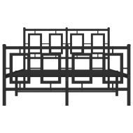 Метална рамка за легло с горна и долна табла, черна, 120x190 см