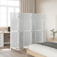 Разделител за стая, 6 панела, бял, дърво пауловния масив