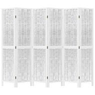 Разделител за стая, 6 панела, бял, дърво пауловния масив