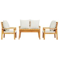 Градински лаундж комплект с възглавници, 4 части, масив акация