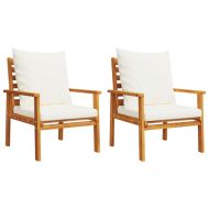 Градински лаундж комплект с възглавници, 4 части, масив акация