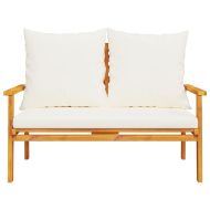 Градински лаундж комплект с възглавници, 4 части, масив акация