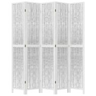 Разделител за стая, 5 панела, бял, дърво пауловния масив