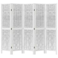 Разделител за стая, 5 панела, бял, дърво пауловния масив