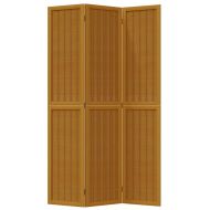 Разделител за стая, 3 панела, кафяв, дърво пауловния масив