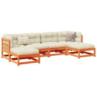 Градински комплект с възглавници, 6 части, восъчнокафяв