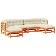 Градински комплект с възглавници, 6 части, восъчнокафяв