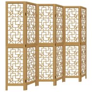 Разделител за стая, 6 панела, кафяв, дърво пауловния масив