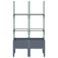 Градински сандък с пергола, синьо сив, 80x40x142,5 см, PP