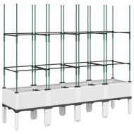 Градински сандък с пергола, бял, 160x40x142,5 см, PP