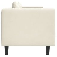 Диван с възглавници, 3-местен, кремав, кадифе