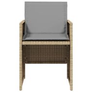 Градински столове с възглавници, 4 бр, бежови полиратан