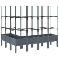 Градински сандък с пергола, синьо сив, 160x120x142,5 см, PP