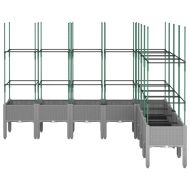 Градински сандък с пергола, светлосив, 200x160x142,5 см, PP